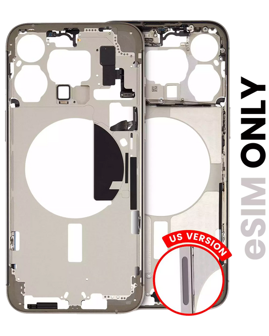 Mid-Frame Housing W/ Small Parts For iPhone 15 Pro Max (US Version) (Used OEM Pull: Grade B) (Natural Titanium)