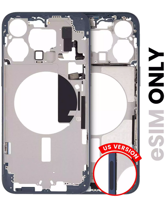 Mid-Frame Housing W/ Small Parts For iPhone 15 Pro Max (US Version) (Used OEM Pull: Grade B) (Blue Titanium)