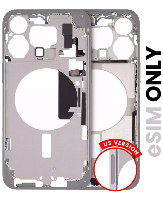 Mid-Frame Housing W/ Small Parts For iPhone 15 Pro Max (US Version) (Used OEM Pull: Grade B) (White Titanium)