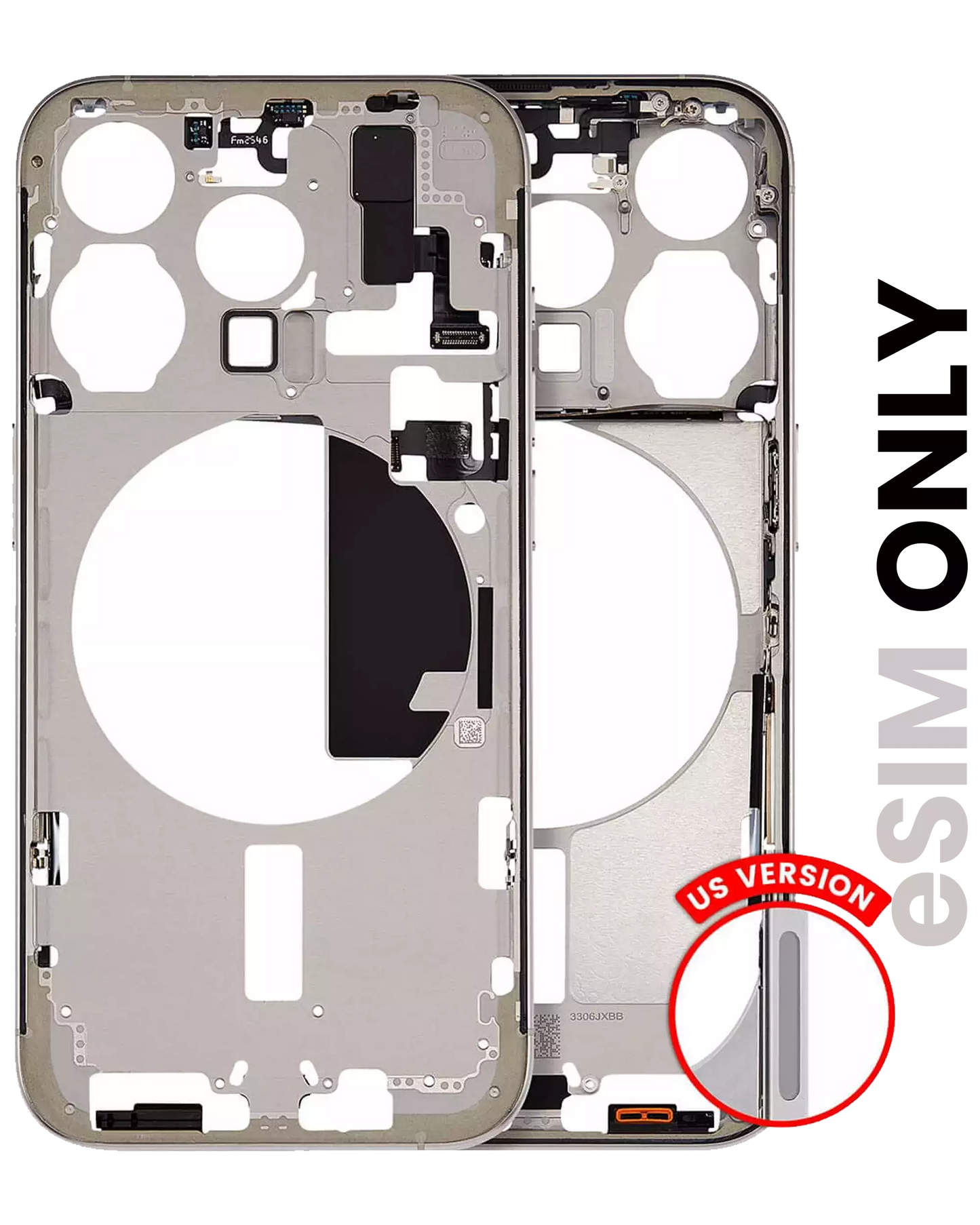 Mid-Frame Housing W/ Small Parts For iPhone 15 Pro (US Version) (Used OEM Pull: Grade B) (Natural Titanium)