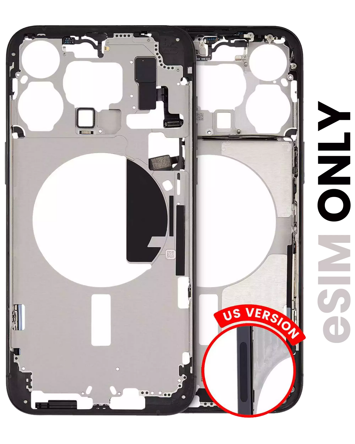 Mid-Frame Housing W/ Small Parts For iPhone 15 Pro Max (US Version) (Used OEM Pull: Grade B) (Black Titanium)