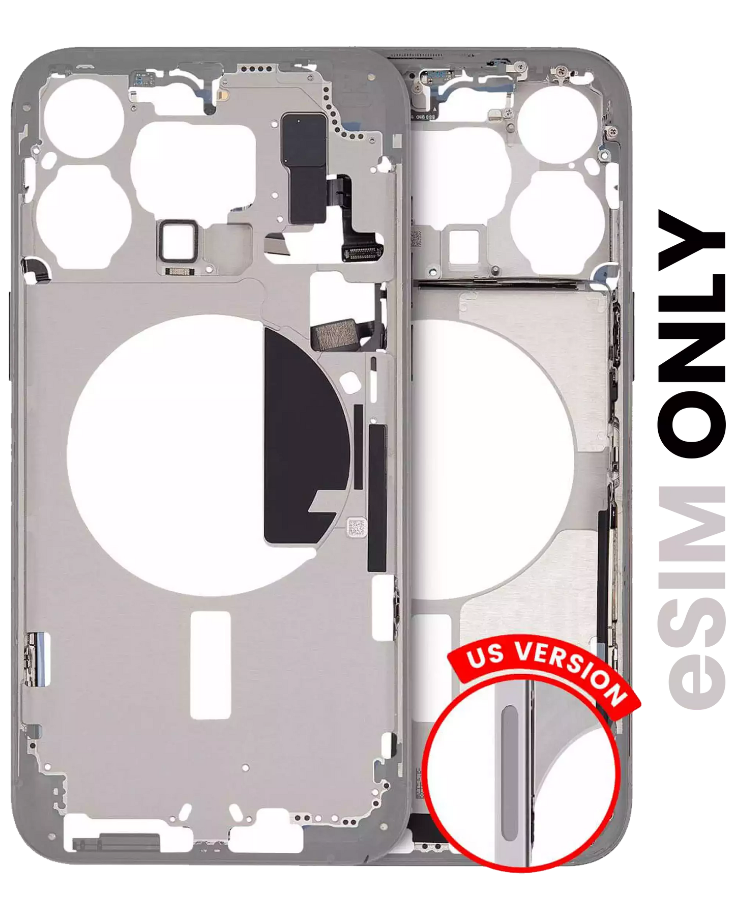 Mid-Frame Housing W/ Small Parts For iPhone 15 Pro Max (US Version) (Used OEM Pull: Grade A) (White Titanium)