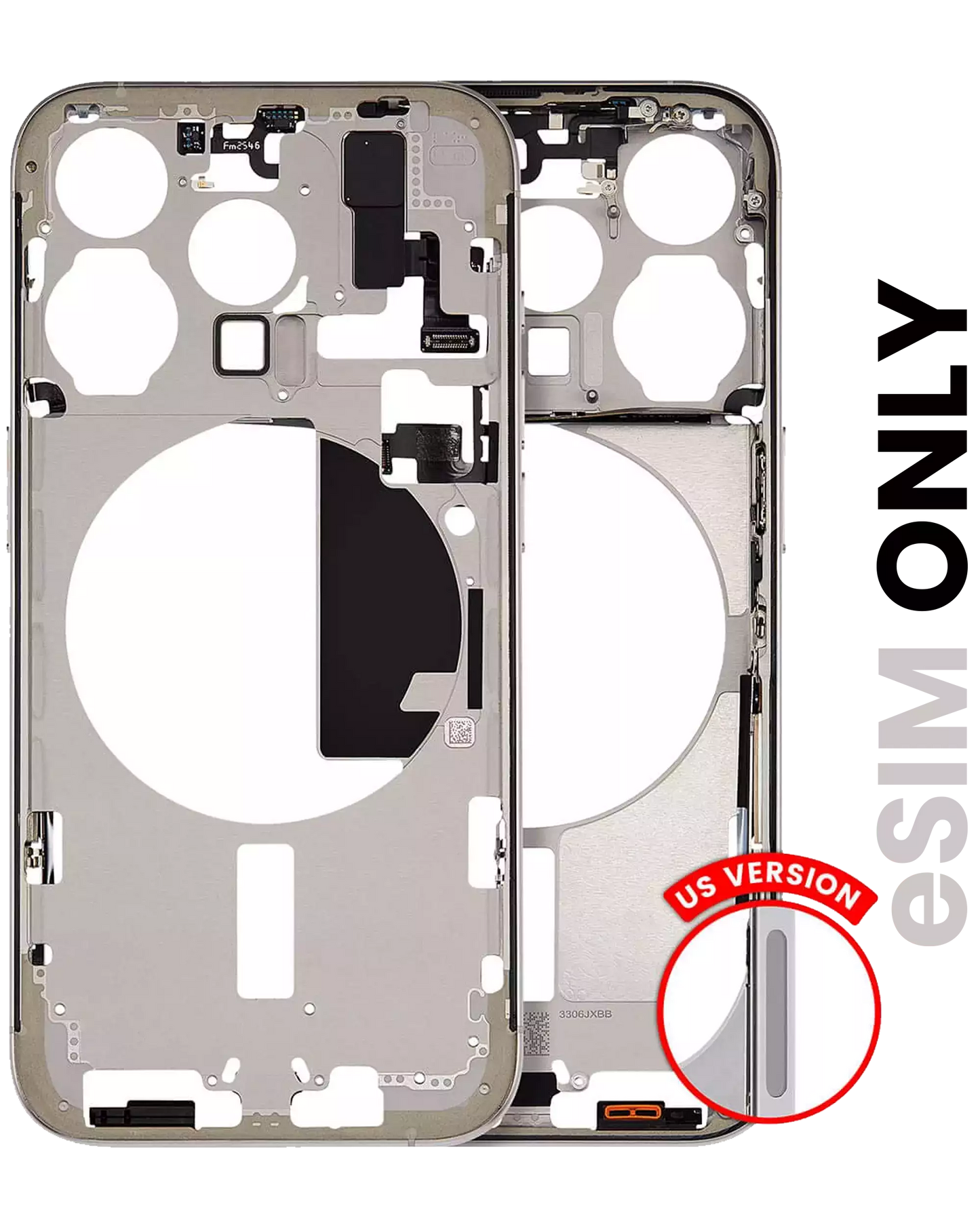 Mid-Frame Housing W/ Small Parts For iPhone 15 Pro (US Version) (Used OEM Pull: Grade A) (Natural Titanium)