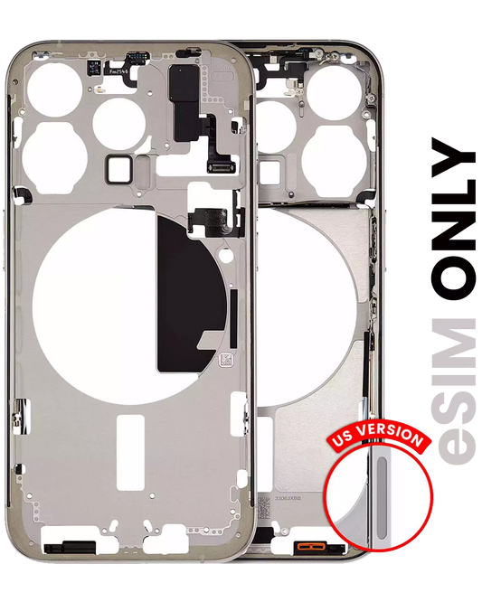 Mid-Frame Housing W/ Small Parts For iPhone 15 Pro (US Version) (Used OEM Pull: Grade A) (Natural Titanium)
