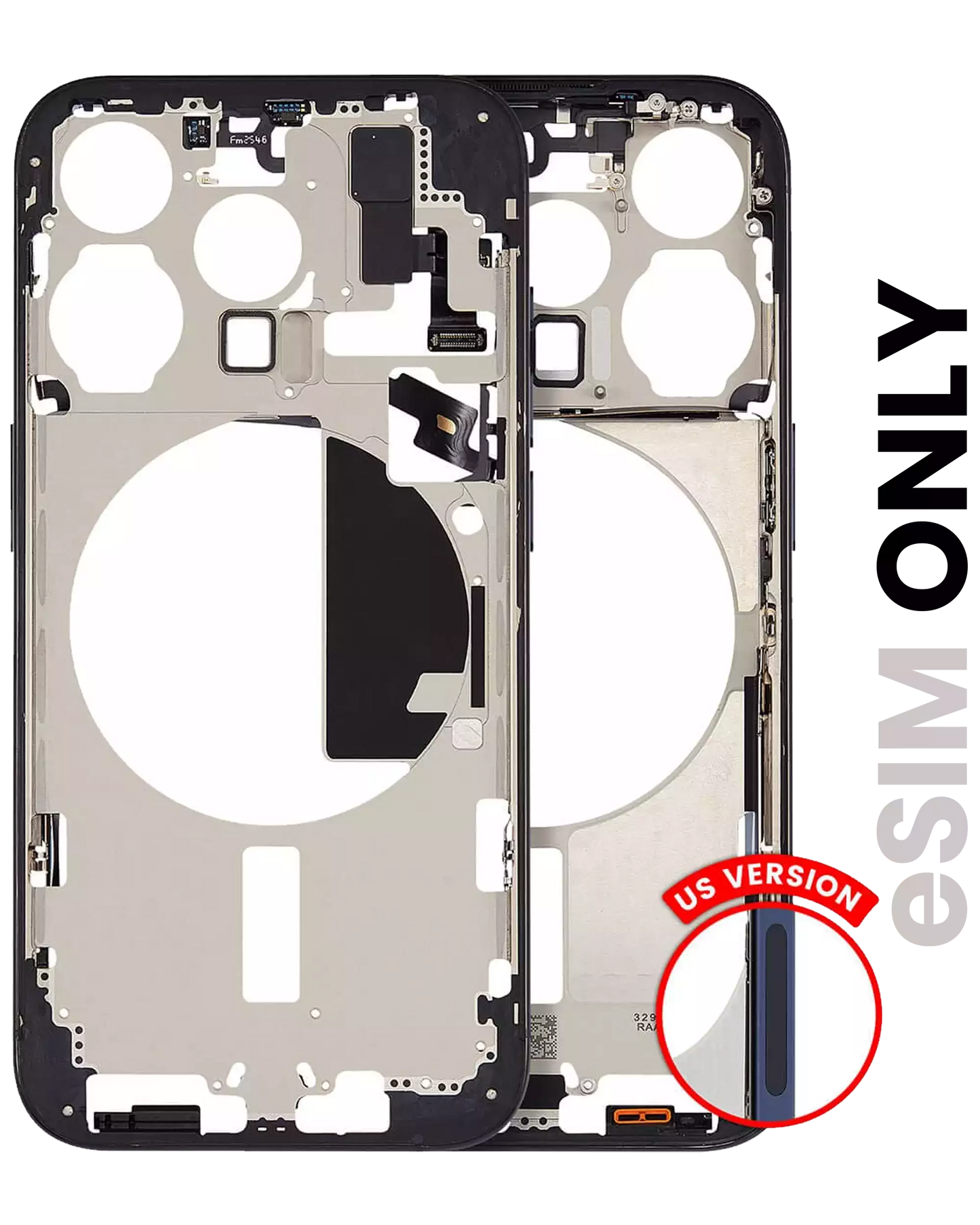 Mid-Frame Housing W/ Small Parts For iPhone 15 Pro (US Version) (Used OEM Pull: Grade A) (Blue Titanium)