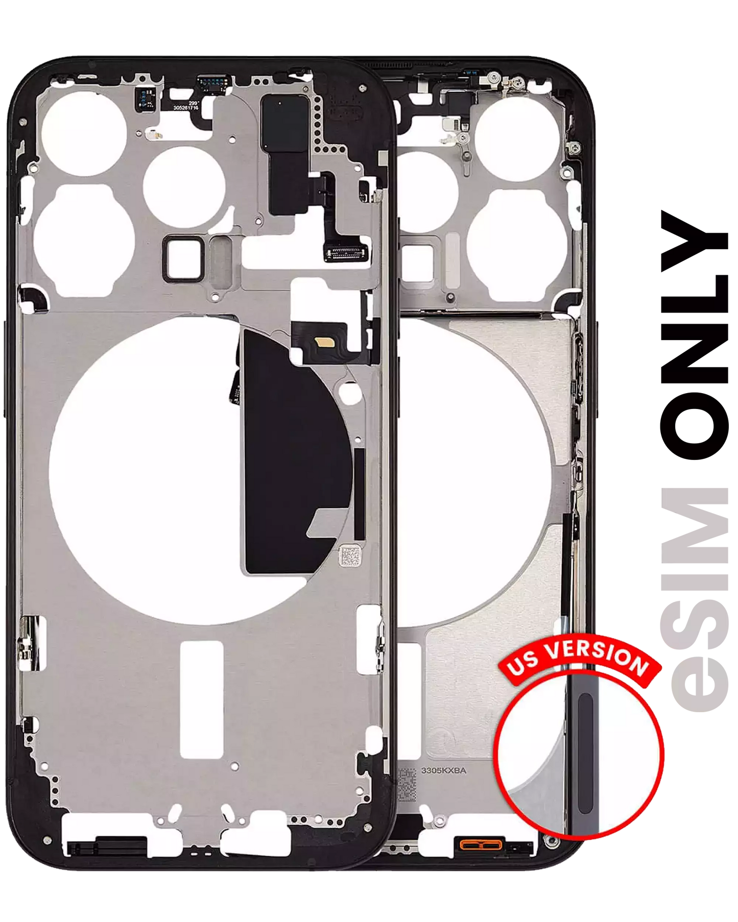 Mid-Frame Housing W/ Small Parts For iPhone 15 Pro (US Version) (Used OEM Pull: Grade B) (Black Titanium)