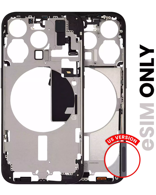 Mid-Frame Housing W/ Small Parts For iPhone 15 Pro (US Version) (Used OEM Pull: Grade B) (Black Titanium)