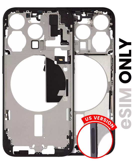 Mid-Frame Housing W/ Small Parts For iPhone 15 Pro (US Version) (Used OEM Pull: Grade A) (Black Titanium)