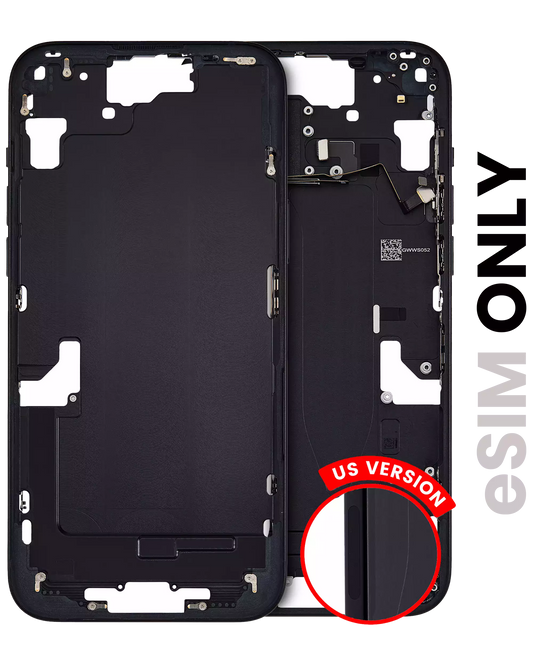 Mid-Frame Housing W/ Small Parts For iPhone 15 Plus (US Version) (Used OEM Pull: Grade A) (Black)