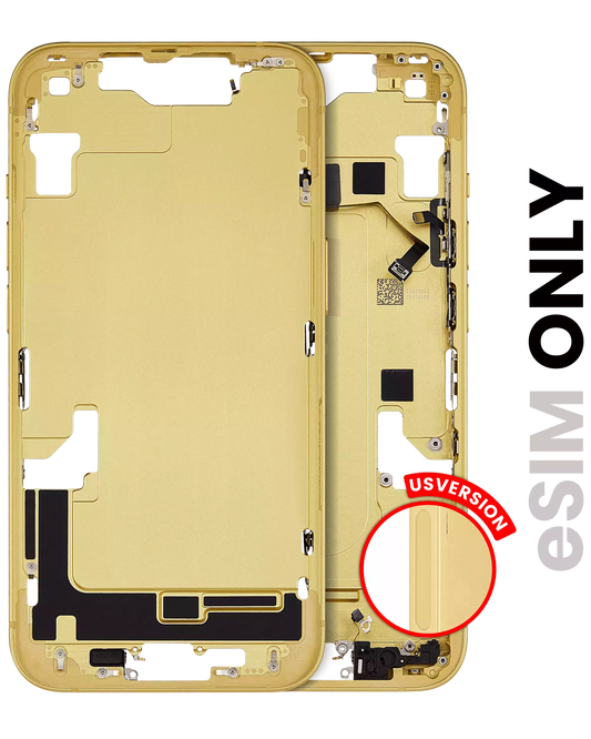 Mid-Frame Housing W/ Small Parts For iPhone 14 (US Version) (Used OEM Pull: Grade B) (Yellow)