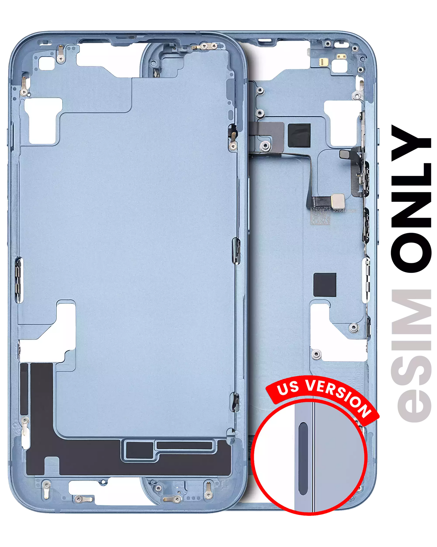Mid-Frame Housing W/ Small Parts For iPhone 14 (US Version) (Used OEM Pull: Grade B) (Blue)