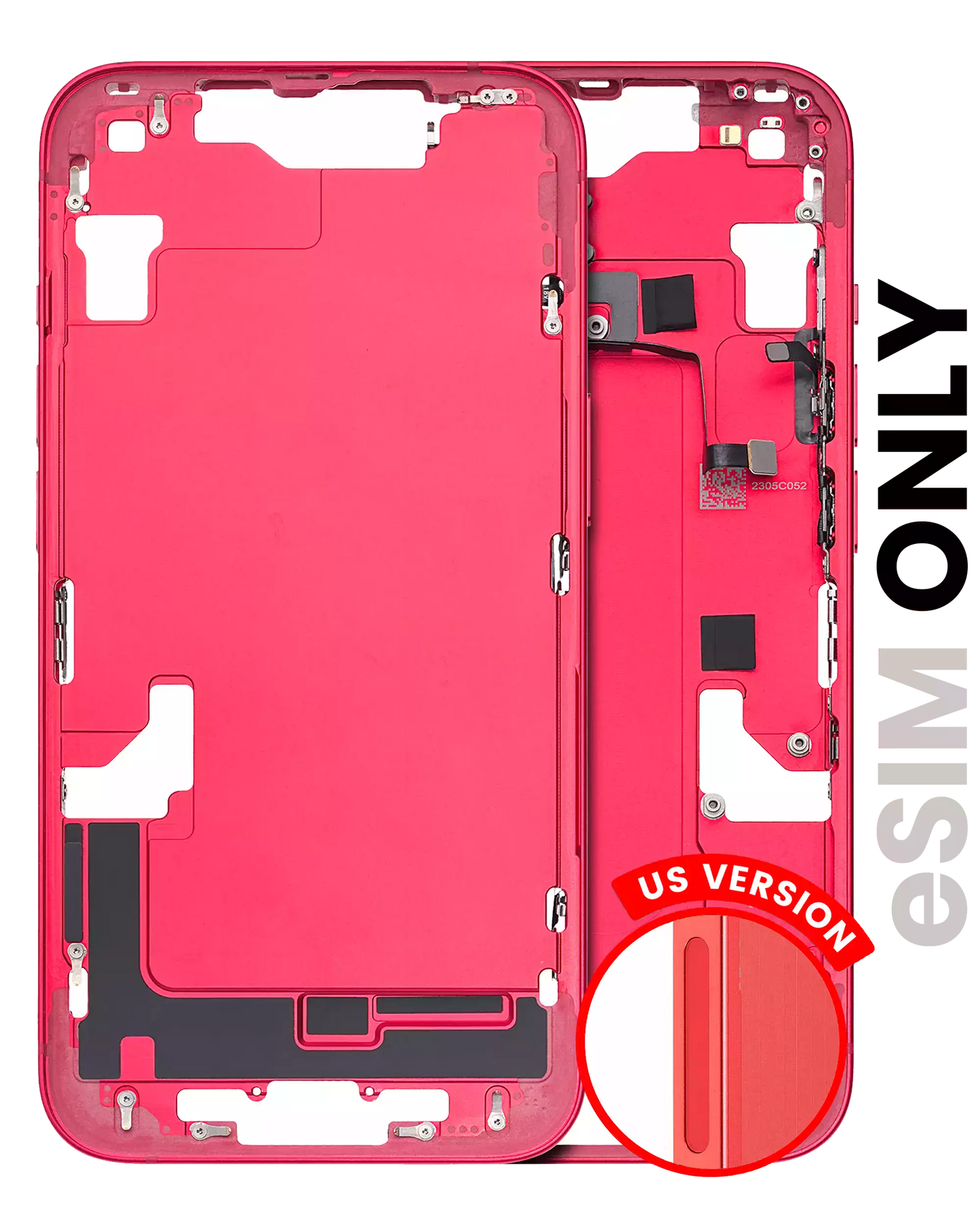 Mid-Frame Housing W/ Small Parts For iPhone 14 (US Version) (Used OEM Pull: Grade B) (Red)