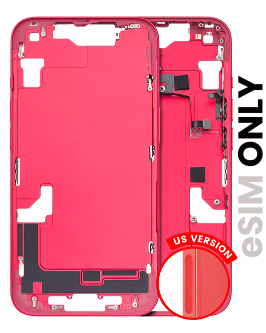 Mid-Frame Housing W/ Small Parts For iPhone 14 (US Version) (Used OEM Pull: Grade B) (Red)