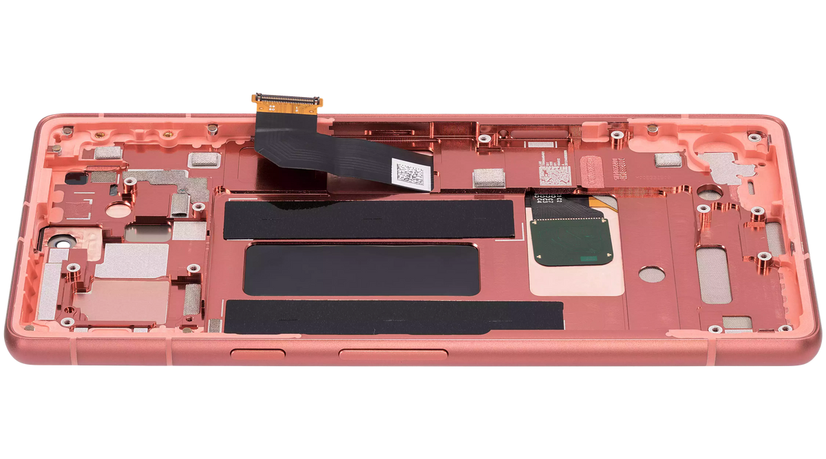 OLED Assembly With Frame (With Fingerprint Sensor ) For Google Pixel 7a 5G (Refurbished) (Coral) - replacement part additional angle