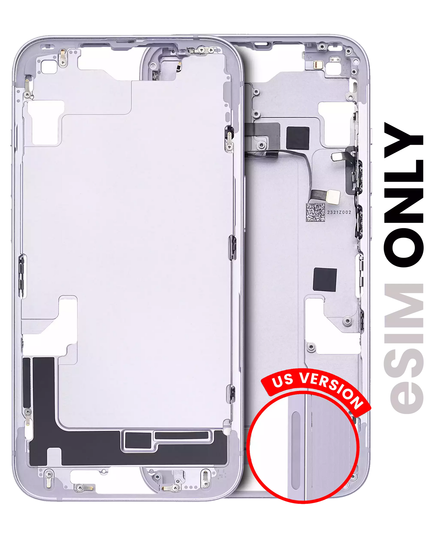 Mid-Frame Housing W/ Small Parts For iPhone 14 (US Version) (Used OEM Pull: Grade B) (Purple)