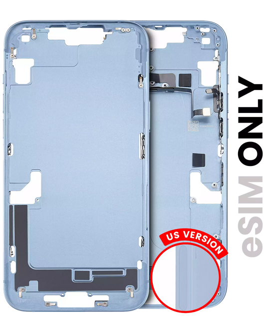 Mid-Frame Housing W/ Small Parts For iPhone 14 Plus (US Version) (Used OEM Pull: Grade C) (Blue)