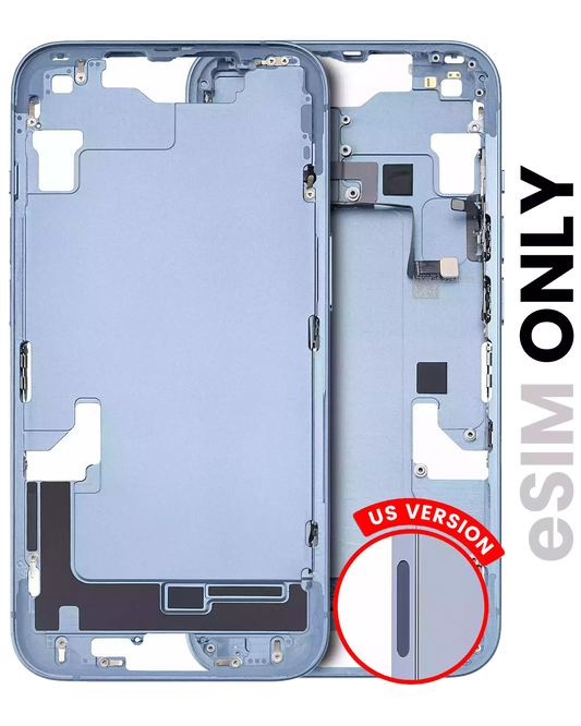 Mid-Frame Housing W/ Small Parts For iPhone 14 (US Version) (Used OEM Pull: Grade C) (Blue)