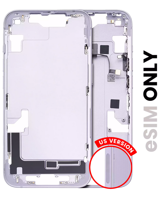 Mid-Frame Housing W/ Small Parts For iPhone 14 (US Version) (Used OEM Pull: Grade C) (Purple)