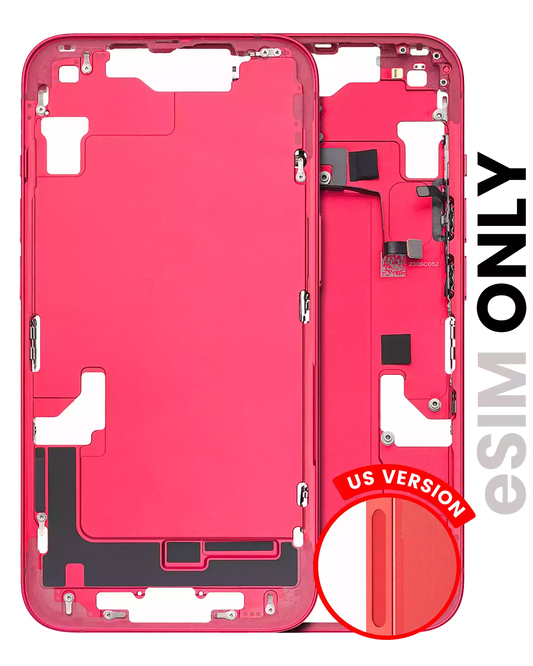 Mid-Frame Housing W/ Small Parts For iPhone 14 (US Version) (Used OEM Pull: Grade C) (Red)
