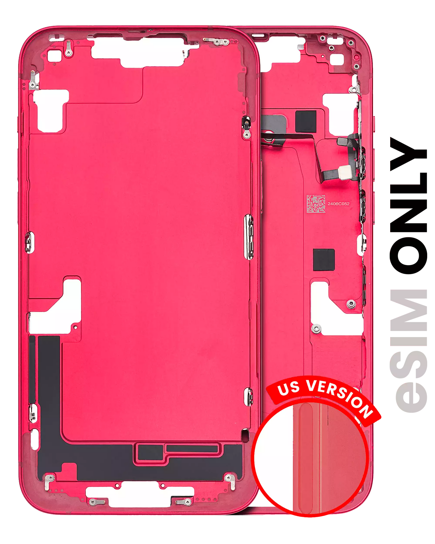 Mid-Frame Housing W/ Small Parts For iPhone 14 Plus (US Version) (Used OEM Pull: Grade A) (Red)