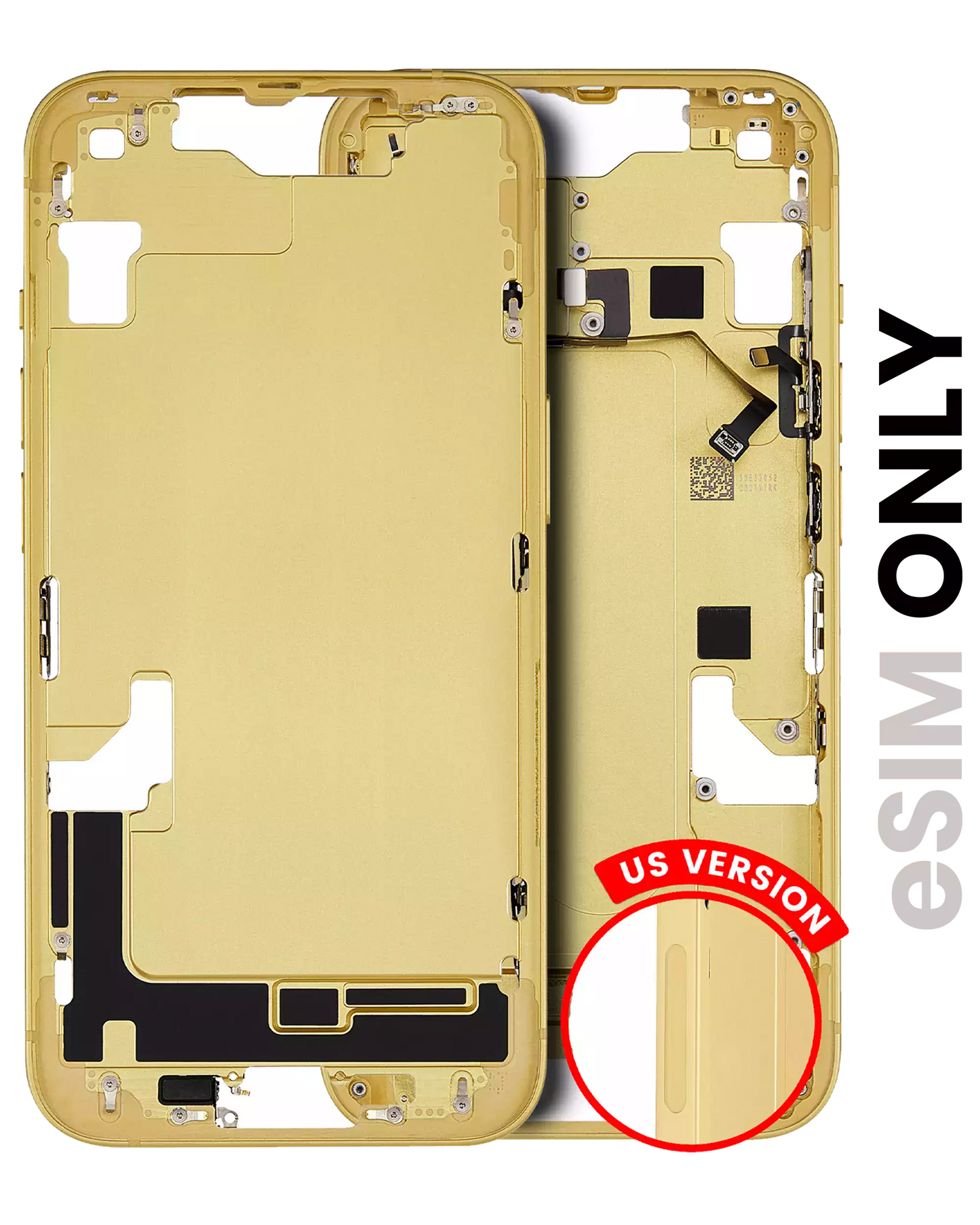 Mid-Frame Housing W/ Small Parts For iPhone 14 (US Version) (Used OEM Pull: Grade A) (Yellow)