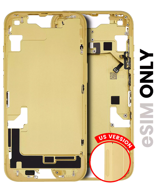 Mid-Frame Housing W/ Small Parts For iPhone 14 (US Version) (Used OEM Pull: Grade A) (Yellow)