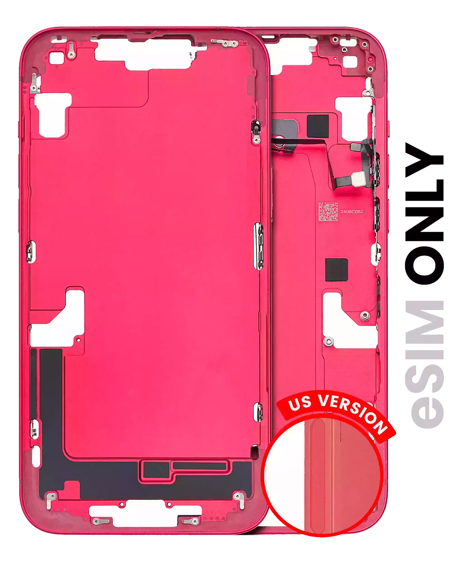 Mid-Frame Housing W/ Small Parts For iPhone 14 Plus (US Version) (Used OEM Pull: Grade B) (Red)