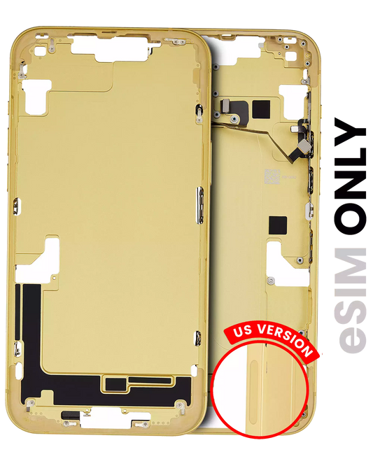 Mid-Frame Housing W/ Small Parts For iPhone 14 Plus (US Version) (Used OEM Pull: Grade A) (Yellow)