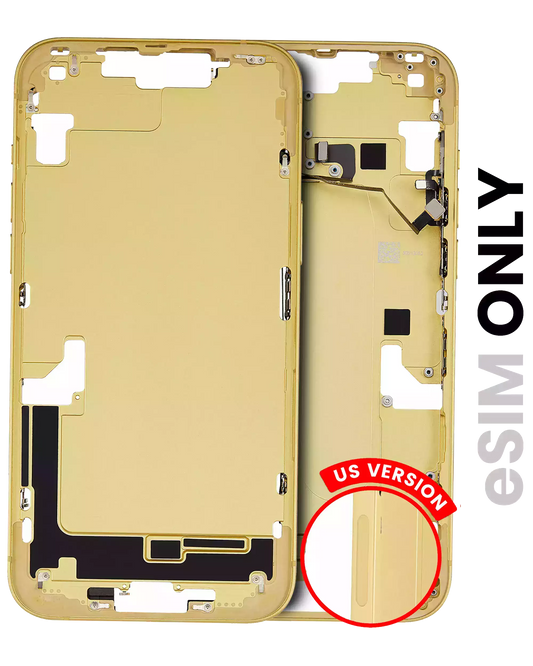 Mid-Frame Housing W/ Small Parts For iPhone 14 Plus (US Version) (Used OEM Pull: Grade C) (Yellow)