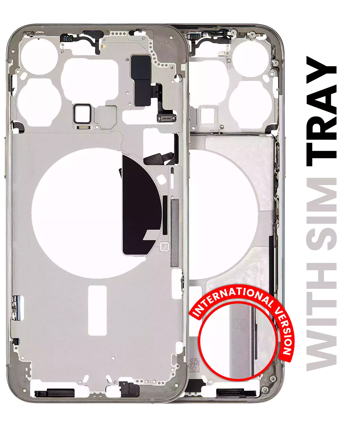 Mid-Frame Housing W/ Small Parts For iPhone 15 Pro Max (EU / Global Version) (Used OEM Pull: Grade A) (Natural Titanium)
