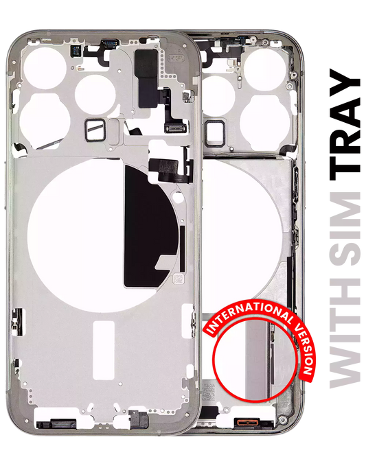 Mid-Frame Housing W/ Small Parts For iPhone 15 Pro (EU / Global Version) (Used OEM Pull: Grade A) (Natural Titanium)