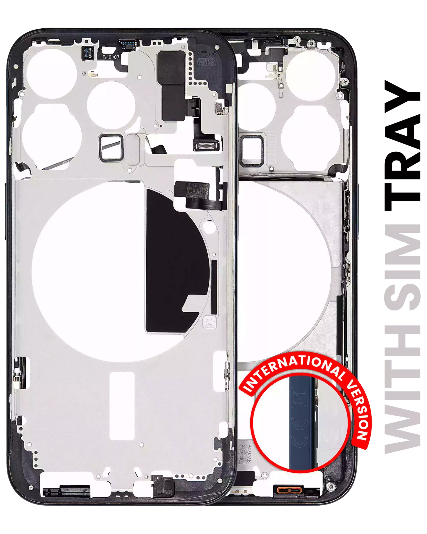 Mid-Frame Housing W/ Small Parts For iPhone 15 Pro (EU / Global Version) (Used OEM Pull: Grade A) (Blue Titanium)