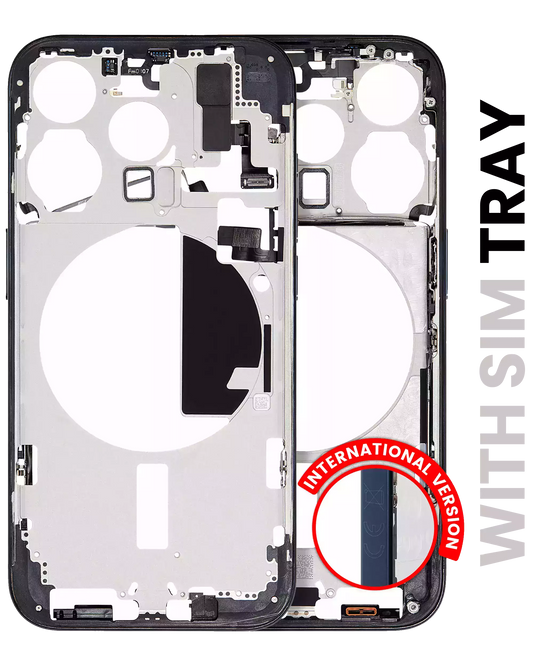 Mid-Frame Housing W/ Small Parts For iPhone 15 Pro (EU / Global Version) (Used OEM Pull: Grade A) (Blue Titanium)