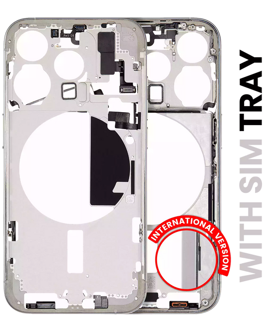 Mid-Frame Housing W/ Small Parts For iPhone 15 Pro (EU / Global Version) (Used OEM Pull: Grade A) (White Titanium)