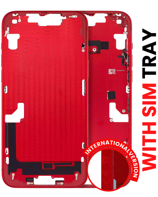 Mid-Frame Housing W/ Small Parts For iPhone 14 Plus (EU / Global Version) (Aftermarket Plus) (Red)