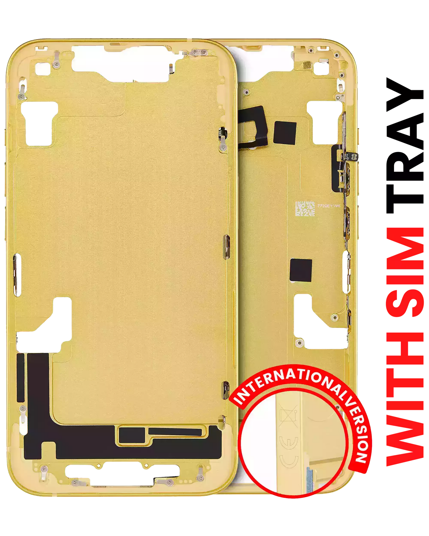 Mid-Frame Housing W/ Small Parts For iPhone 14 (EU / Global Version) (Aftermarket Plus) (Yellow)