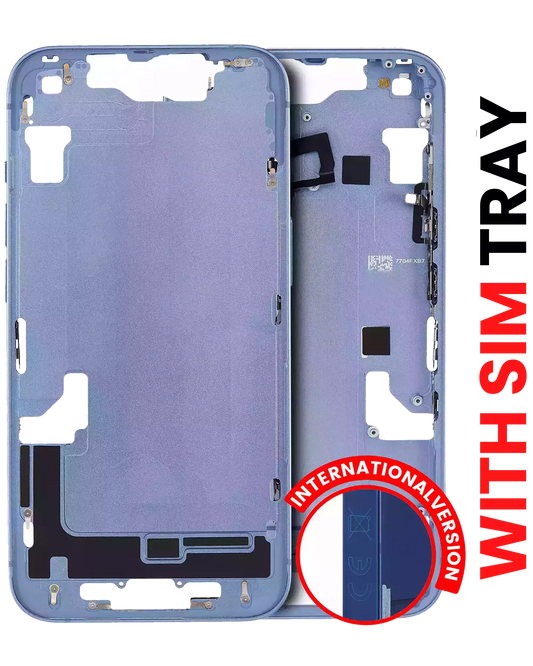 Mid-Frame Housing W/ Small Parts For iPhone 14 (EU / Global Version) (Aftermarket Plus) (Blue)