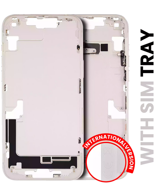 Mid-Frame Housing W/ Small Parts For iPhone 14 Plus (EU / Global Version) (Used OEM Pull: Grade A) (Starlight)