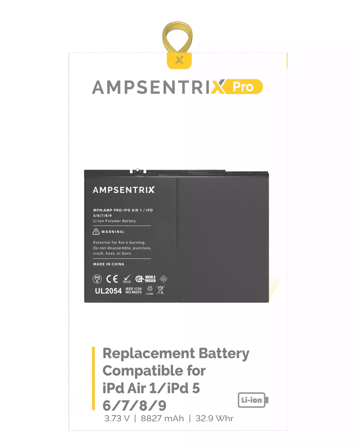 Replacement Battery For iPad Air 1 / iPad 5 (2017) / iPad 6 (2018) / iPad 7 (2019) / iPad 8 (2020) / iPad 9 (2021) (AmpSentrix Pro)