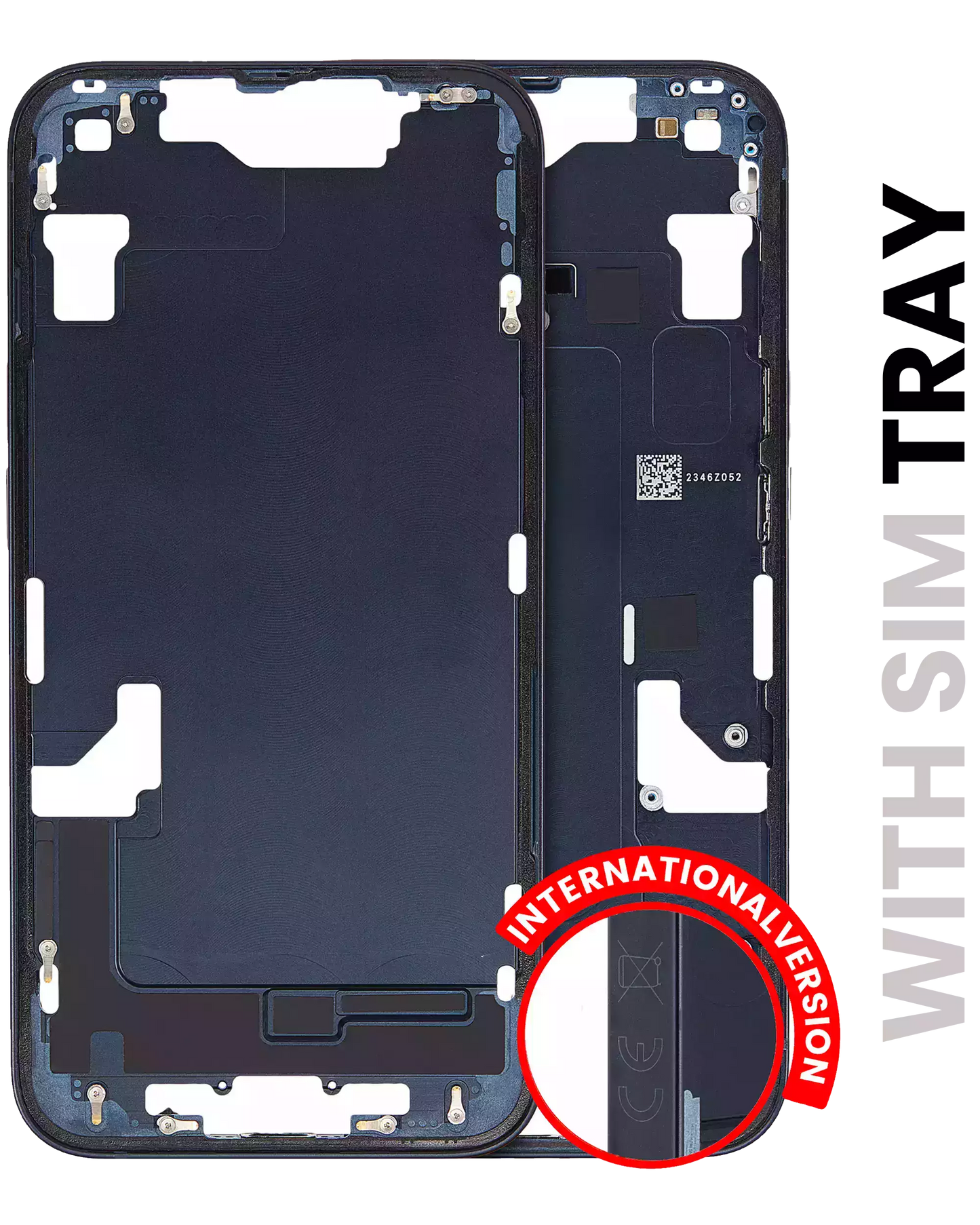 Mid-Frame Housing W/ Small Parts For iPhone 14 (EU / Global Version) (Used OEM Pull: Grade A) (Midnight)