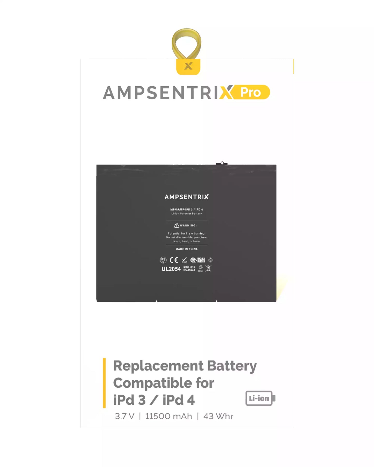 Replacement Battery For iPad 3 / iPad 4 (AmpSentrix Pro)
