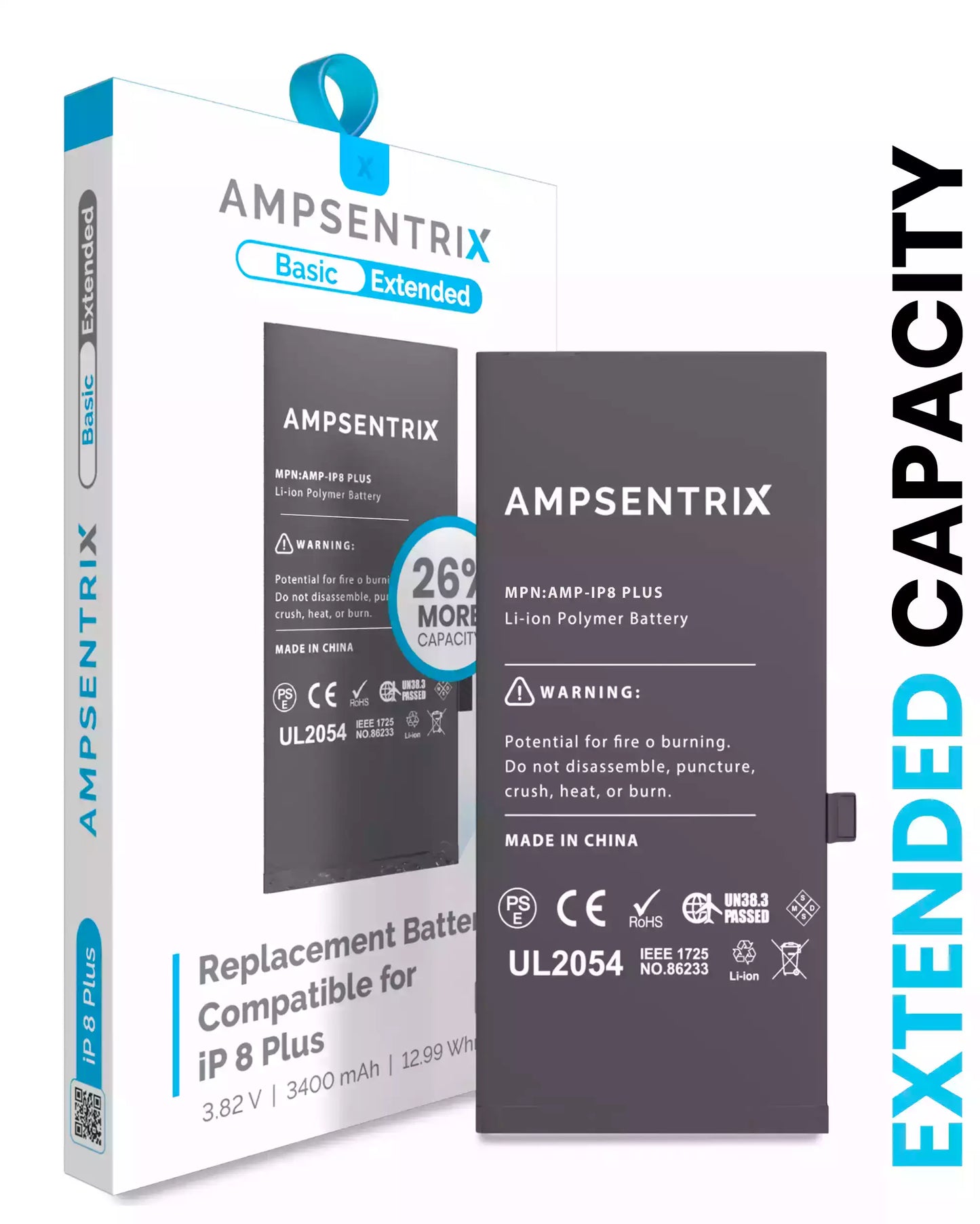Replacement Battery For iPhone 8 Plus (AmpSentrix Basic Extended)