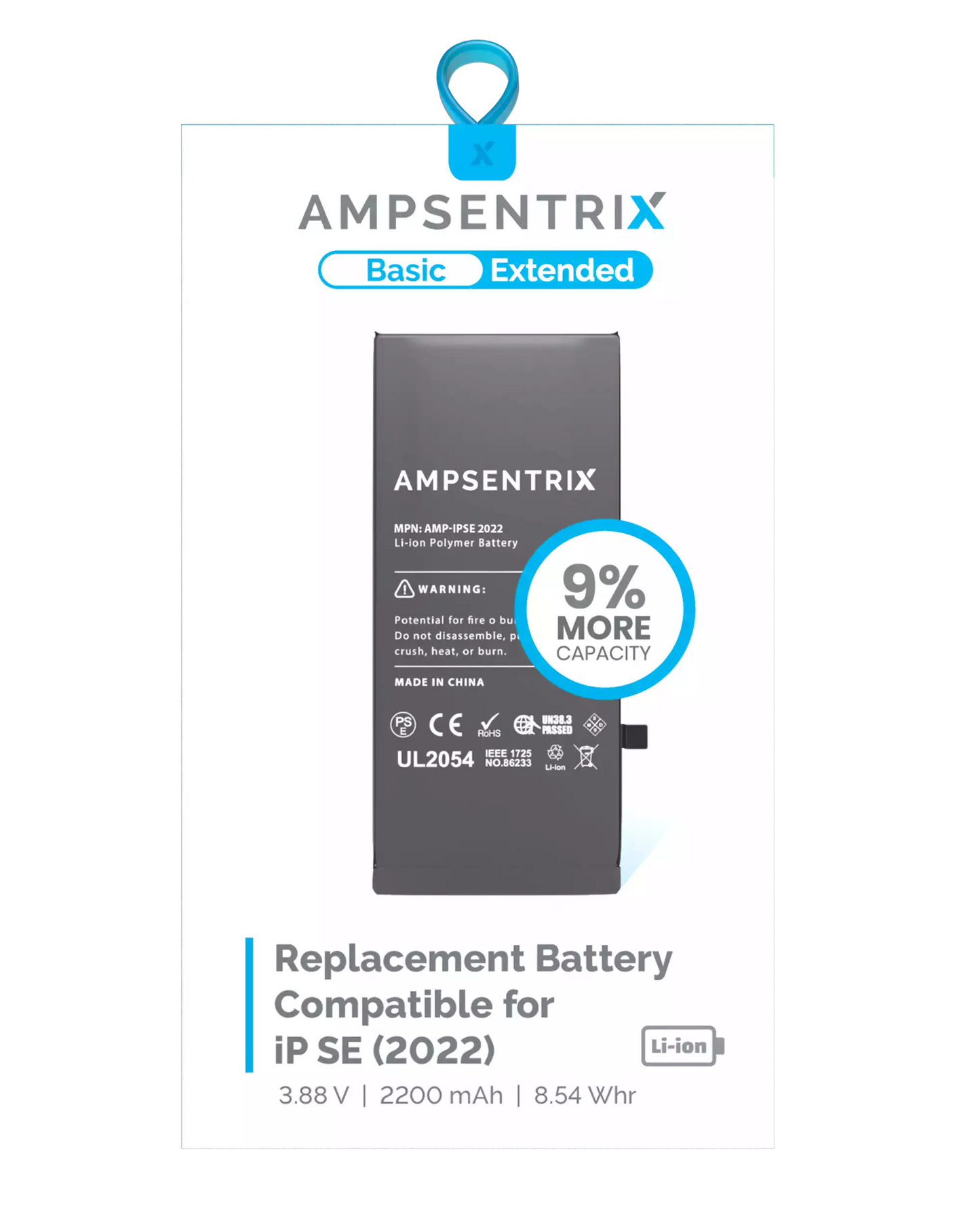 Replacement Battery For iPhone SE (2022) (AmpSentrix Basic Extended)