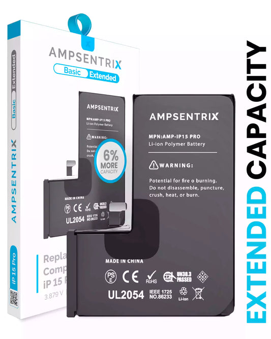 Replacement Battery For iPhone 15 Pro (AmpSentrix Basic Extended)