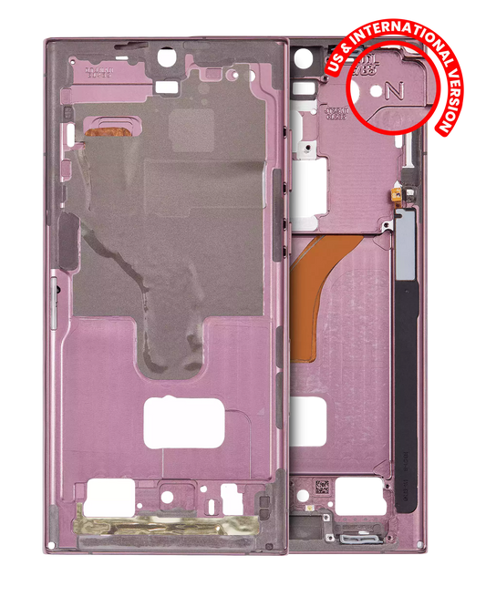 Mid-Frame Housing For Samsung Galaxy S22 Ultra 5G (US & International Version) (Burgundy)