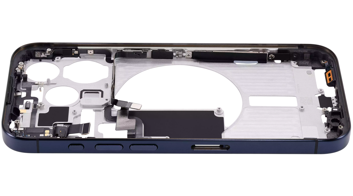 Mid-Frame Housing W/ Small Parts For iPhone 15 Pro (EU / Global Version) (Aftermarket Plus) (Blue Titanium)