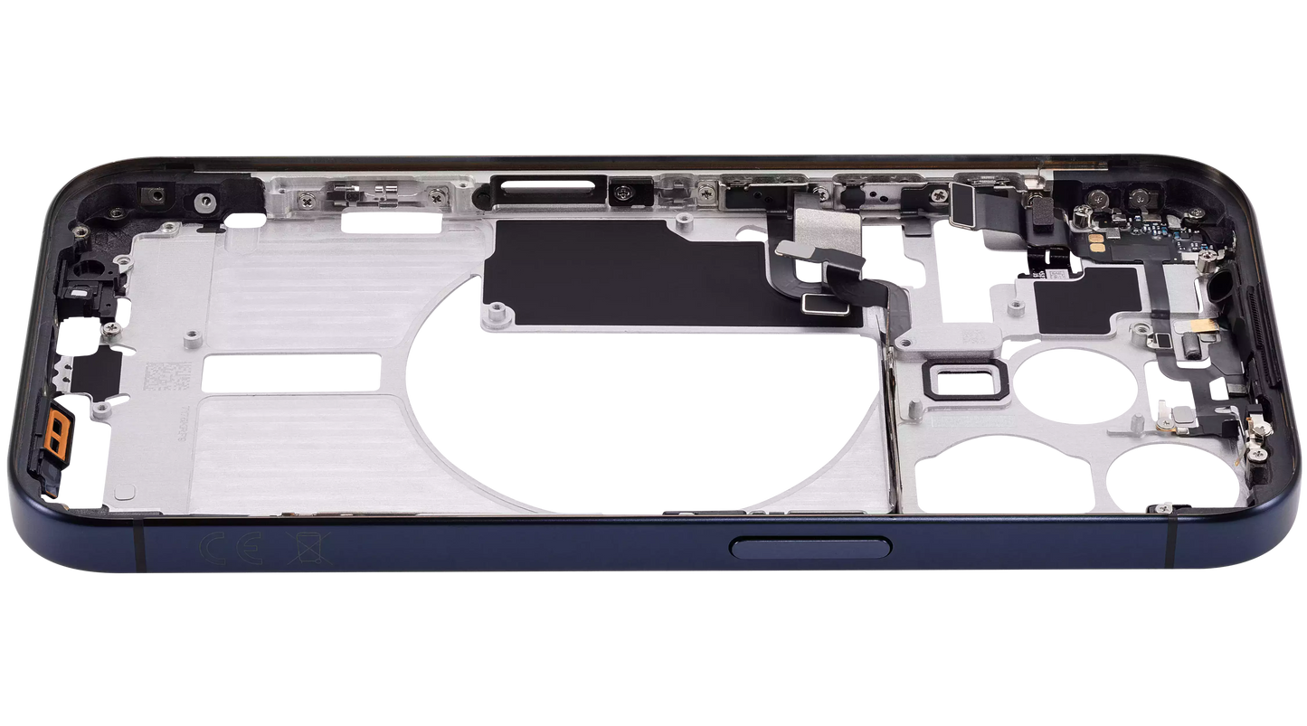 Mid-Frame Housing W/ Small Parts For iPhone 15 Pro (EU / Global Version) (Aftermarket Plus) (Blue Titanium)