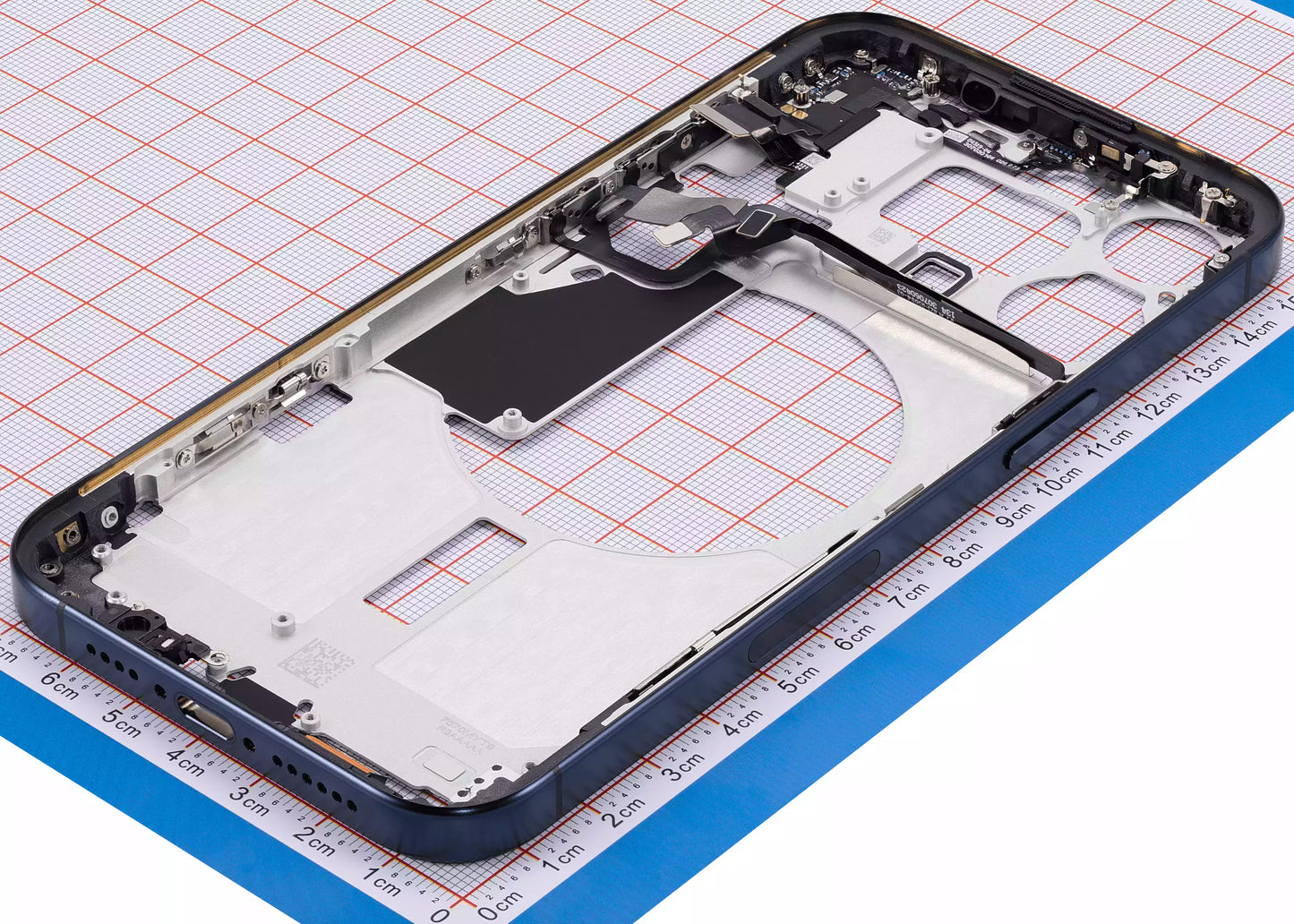 Mid-Frame Housing W/ Small Parts For iPhone 15 Pro Max (US Version) (Aftermarket Plus) (Blue Titanium)