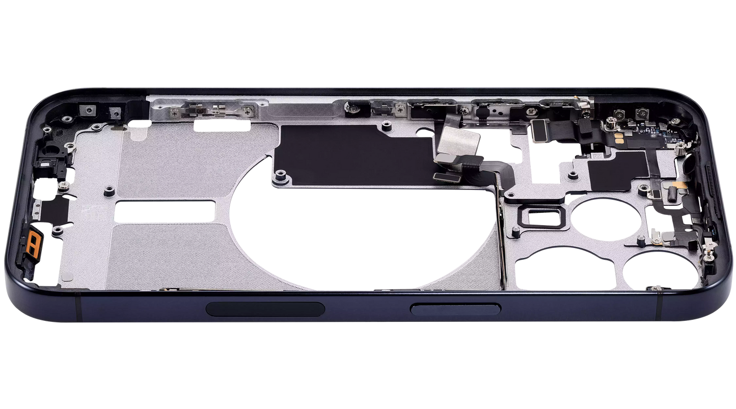 Mid-Frame Housing W/ Small Parts For iPhone 15 Pro (US Version) (Aftermarket Plus) (Blue Titanium)