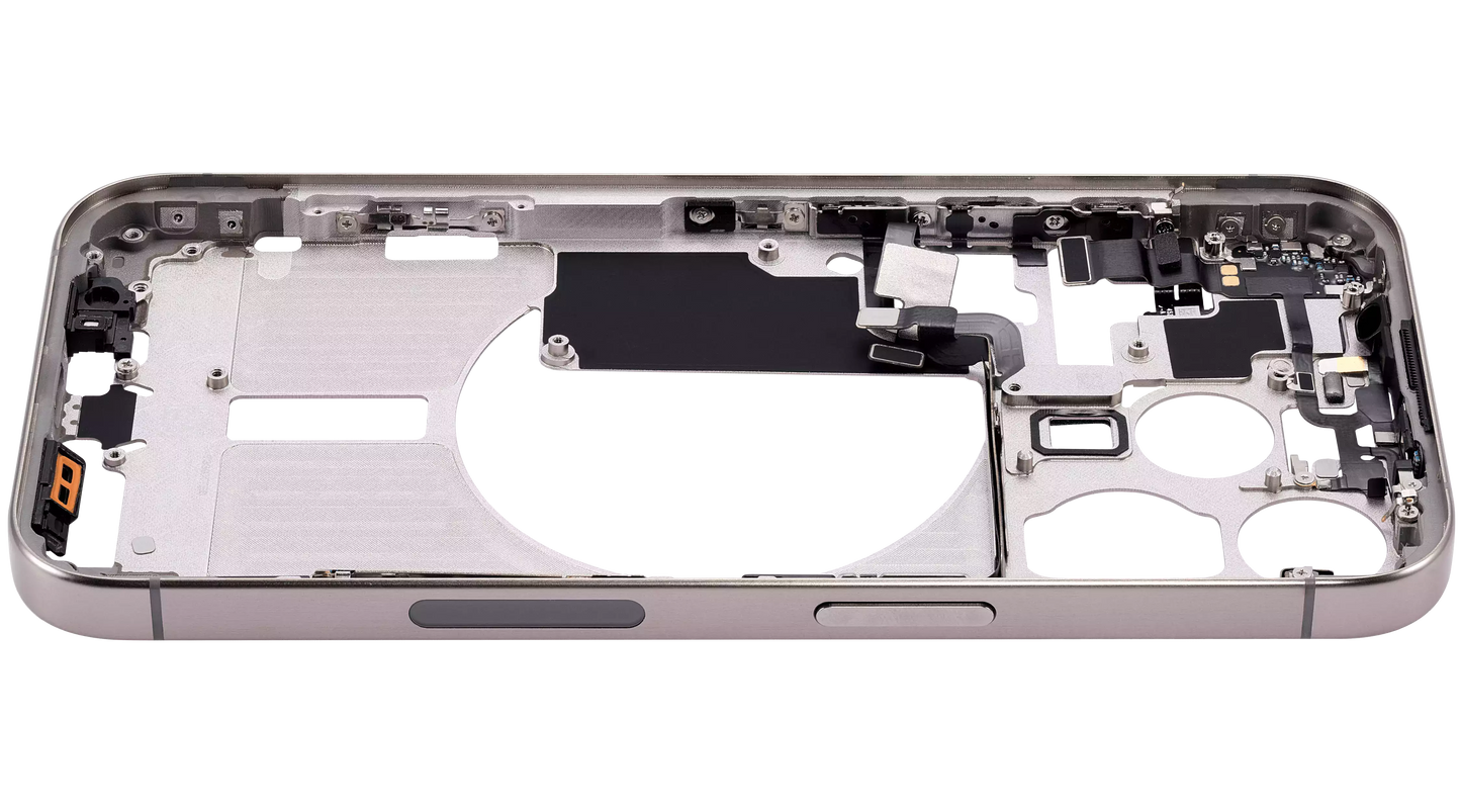 Mid-Frame Housing W/ Small Parts For iPhone 15 Pro (US Version) (Aftermarket Plus) (Natural Titanium)